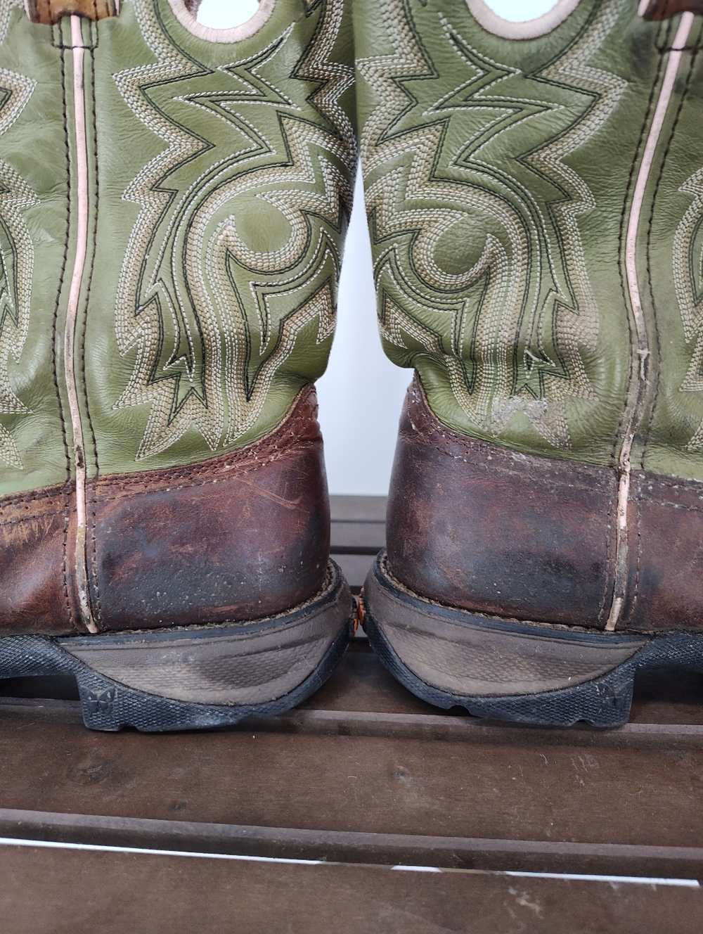 Durango Women's Brown Leather Cowboy Boots with Green Shaft Size 10M - Picture 6 of 9